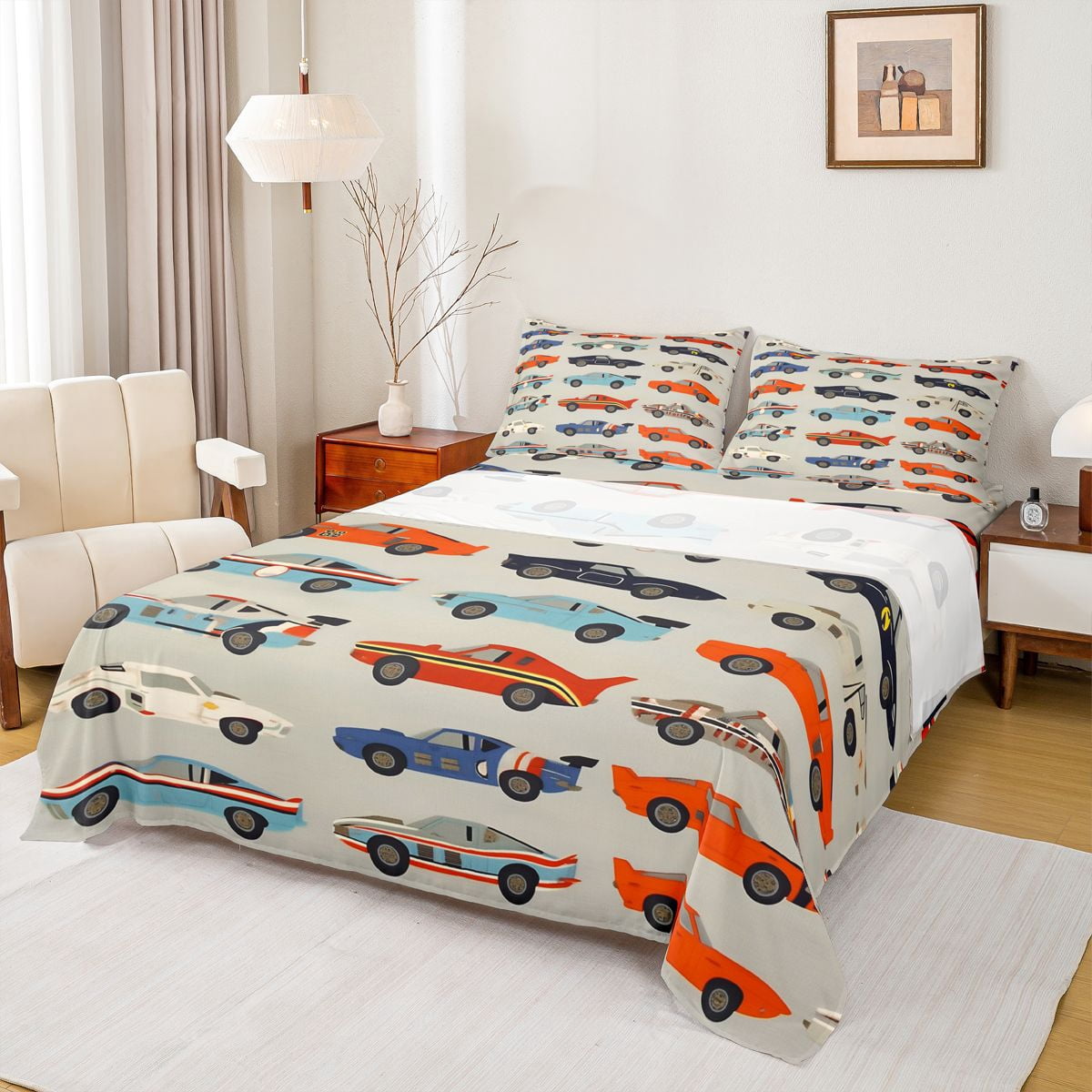 Castle Fairy Vintage Racing Car Full Size Sheets 4-Piece for Teens ...