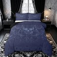 thumbnail image 1 of Castle Fairy Vintage Skull King Size Comforter Sets 3pcs,Gothic Scroll Vine Comforters King Size,Navy Blues,1 Comforter and 2 Pillowcases,Black Reversible, 1 of 6