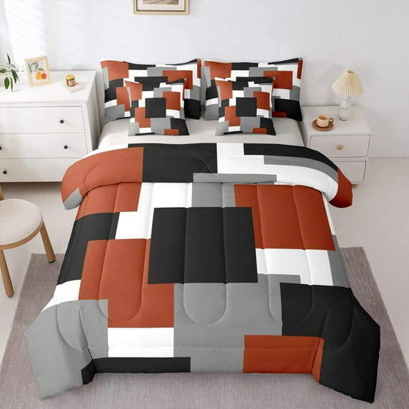 Castle Fairy Vintage Square Bedding Comforter Set,Abstract Geometric King Bedding Sets