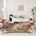 thumbnail image 1 of Castle Fairy Vintage Steam Train Queen Duvet Cover Set for Teens, Music Note Print Bedding for Bedroom, Brown Beige,Grey Reversible,3-Piece,No Comforter, 1 of 5