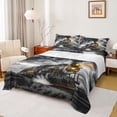 thumbnail image 1 of Castle Fairy Vintage Steam Train Queen Sheet Sets 4 Pieces for Teens, Smoke Cloud Print Bed Set for Bedroom, Rust Orange, 1 of 6
