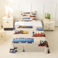 thumbnail image 1 of Castle Fairy Vintage Steam Train Twin Sheet Sets 3pcs for Youth, Classic Locomotive Art Bedding for Bedroom, Beige Blue, 1 of 6