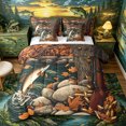 thumbnail image 1 of Castle Fairy Vintage Stream Trout Fish King Bedding 7pcs,Rustic Shotgun Autumn Scene King Bed in a Bag,Rust Olive,Reversible, 1 of 7