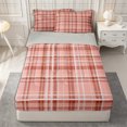 thumbnail image 1 of Castle Fairy Vintage Terracotta Tartan Zipper Twin Comforter Sets with Fitted Sheet and 2 Pillowcases,Geometric Woven Line Zipper Bedding Set,Rust Pink White,Reversible, 1 of 7