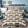 thumbnail image 1 of Castle Fairy Vintage Train Full Size Comforter Sets 3 Pieces for Collectors, Sepia Pattern Bedding Sets for Bedroom, Brown Beige,Grey Reversible, 1 of 6