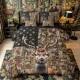thumbnail image 1 of Castle Fairy Vintage US Flag King Bedding 7pcs,Abstract Vintage Camo Deer King Bed in a Bag,Brown Black,Black Reversible, 1 of 7