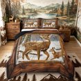 thumbnail image 1 of Castle Fairy Vintage Winter Deer King Size Comforter Sets 3pcs,Jungle Animal Comforters King Size,Warm Brown White,Black Reversible,1 Comforter and 2 Pillowcases, 1 of 6