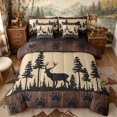 thumbnail image 1 of Castle Fairy Vintage Wood Deer Queen Bedding 7pcs,Rustic Woodland Animal Bedding Comforter Set Queen,Black Tan,Black Reversible, 1 of 7