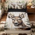 thumbnail image 1 of Castle Fairy Vintage Wood Plank Deer Zipper Full Size Comforter Sets with Fitted Sheet and 2 Pillowcases,Pine Tree Oil Paint Zipper Bedding Set,Taupe Brown Green,Black Reversible,4pcs, 1 of 6