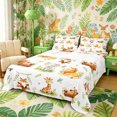 thumbnail image 1 of Castle Fairy Watercolor Animal Giraffe Fox Bear Bed Sheets 4-Piece,Kawaii Lion Elephant Full Size Sheets,Brown Sage Cream,1 Fitted Sheet, 1 Flat Sheet and 2 Pillowcases, 1 of 6