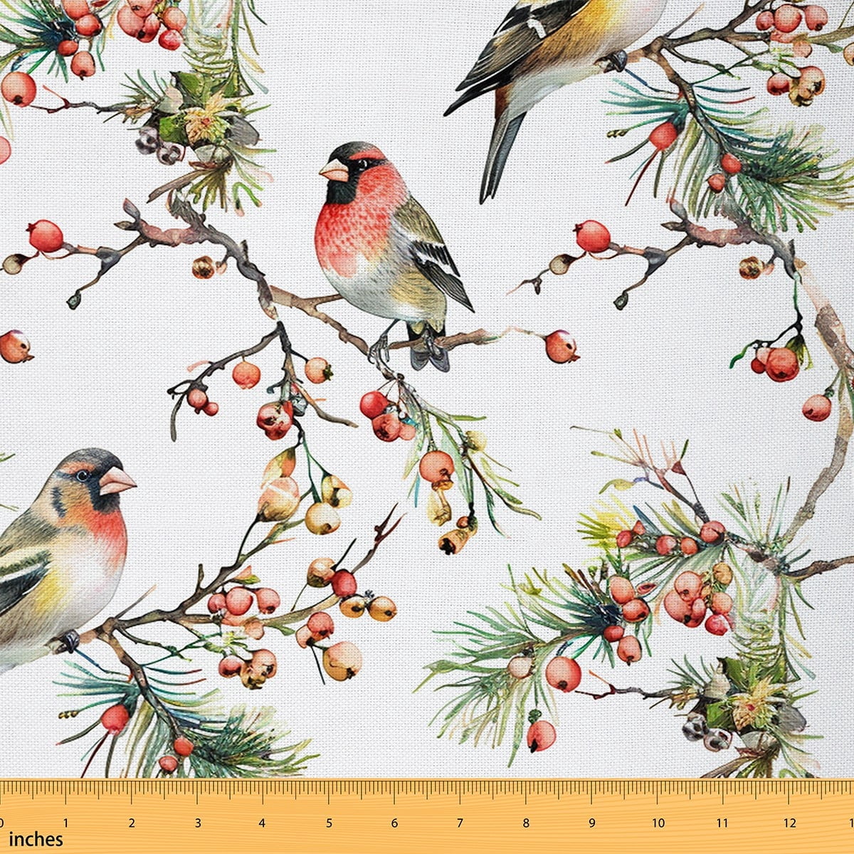 Castle Fairy Watercolor Bird & Pink Pomegranate Fabric - 3 Yards, Sewing & Decor