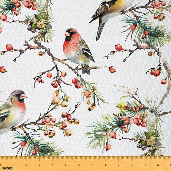 Castle Fairy Watercolor Bird & Pink Pomegranate Fabric - 3 Yards, Sewing & Decor