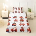 thumbnail image 1 of Castle Fairy Watercolor Fire Truck Twin Sheet Sets 3pcs for Teens, Animal Driver Print Bedding for Toddler Bedroom, Red White, 1 of 6