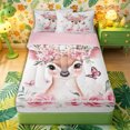 thumbnail image 1 of Castle Fairy Watercolor Floral Deer Butterfly Zipper Full Size Comforter Sets with Fitted Sheet and 2 Pillowcases,Dreamy Rose Flowers Animal Zipper Bedding Set,Blush White,Pink Reversible,4pcs, 1 of 6