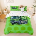 thumbnail image 1 of Castle Fairy Watercolor Garbage Truck Duvet Cover Set for Teens, Minimal Solid Background Bedding Full for Bedroom, Green,3pcs,No Comforter, 1 of 6