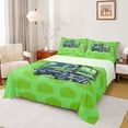 thumbnail image 1 of Castle Fairy Watercolor Garbage Truck Full Size Sheets 4-Piece for Teens, Minimal Solid Background Bed Sheets for Bedroom, Green, 1 of 6