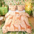 thumbnail image 1 of Castle Fairy Watercolor Giraffe Queen Bedding 7pcs for Boys,Cartoon Animal Bedding Comforter Set Queen,Orange Brown,Reversible, 1 of 7