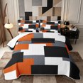 thumbnail image 1 of Castle Fairy Watercolor Offset Rectangle Block Quilt King 3 Pieces,Retro Mosaic King Coverlet Set,Orange Gray Black,1 Bedspread and 2 Pillowcases, 1 of 7