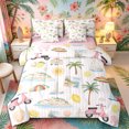 thumbnail image 1 of Castle Fairy Watercolor Summer Holiday Beach 7-Piece Twin Bedding,Scooter Lemon Shell Striped Tile Bedding Comforter Set,Pink Cream,Pink Reversible, 1 of 7