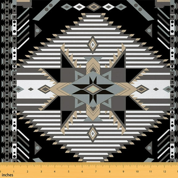 Castle Fairy Western Aztec Fabric by the Yard 2 Yard,Abstract Geometric Sewing Fabric,Bohemian Tribal Home Decor Fabric by the Yard,Luxury Teenagers Bedroom Decor