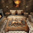 thumbnail image 1 of Castle Fairy Western Cowboy 7pcs Bedding Comforter Set,Animal Horse Queen Bedding Sets Super Cozy,Lodge Cabin Queen Sheet Sets,Luxury Boys Bedroom Decor,Reversible, 1 of 8