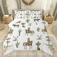thumbnail image 1 of Castle Fairy Western Cowboy Bedding Comforter Set 2pcs for Boys Girls,Exotic Style Cactus Bull Skull Twin Comforter Sets Microfiber,Retro Vintage Aesthetic Breathable Bedding Set, 1 of 8
