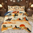 thumbnail image 1 of Castle Fairy Western Cowboy Bedding Comforter Set 2pcs for Female Men,Blue Orange Twin Comforter Sets Microfiber,Exotic Style Breathable Bedding Set,Ultra Soft Home Decor,Reversible, 1 of 8