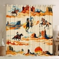 thumbnail image 1 of Castle Fairy Western Cowboy Black Out Curtains for Female Men,Blue Orange Curtains Pack of 2 (42x63 Each),Exotic Style Bedroom Curtains,Ultra Soft Home Decor, 1 of 6