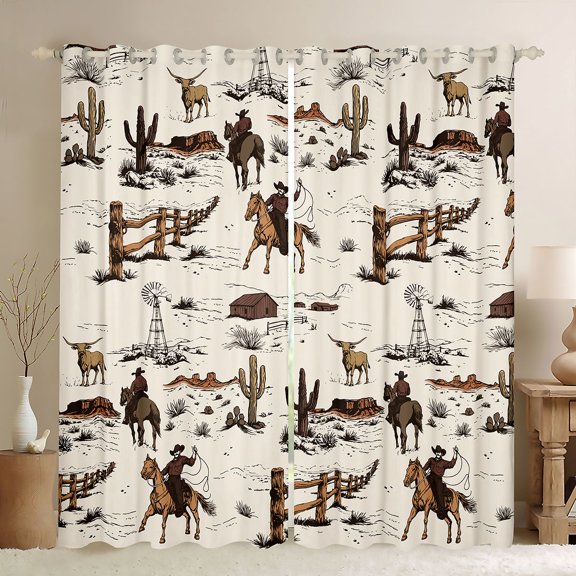 Castle Fairy Western Cowboy Curtains Pack of 2 (42x84 Each),Highland Cow Curtains Blackout