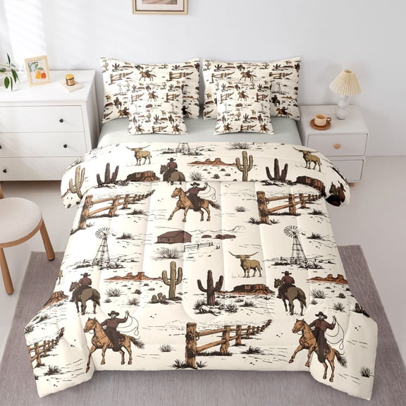 Castle Fairy Western Cowboys Twin Bedding Sets,Animal Highland Cow Bedding Comforter Set