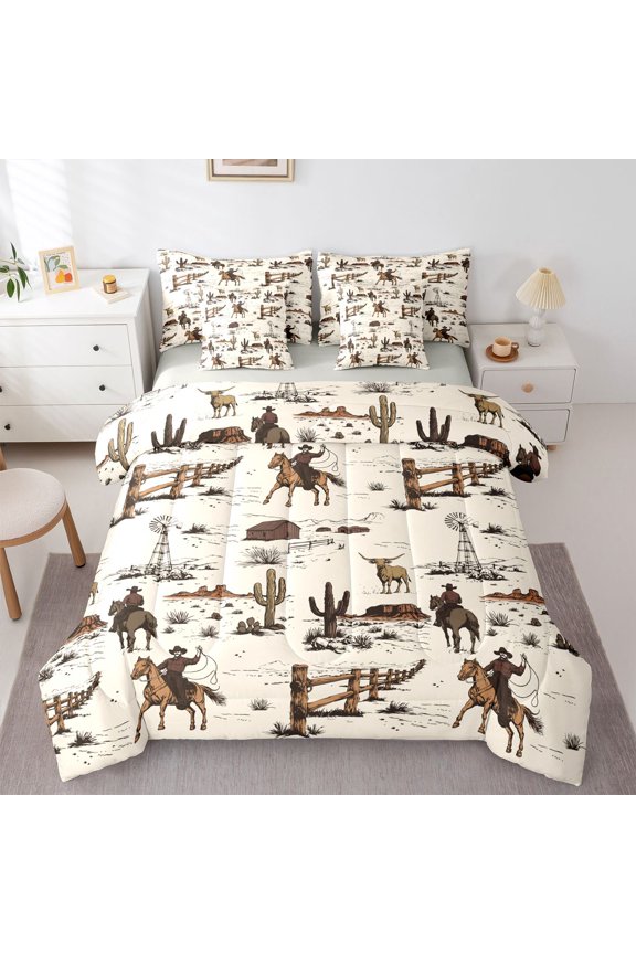 Western Cowboys Twin Bedding Sets,Animal Highland Cow Bedding Comforter Set