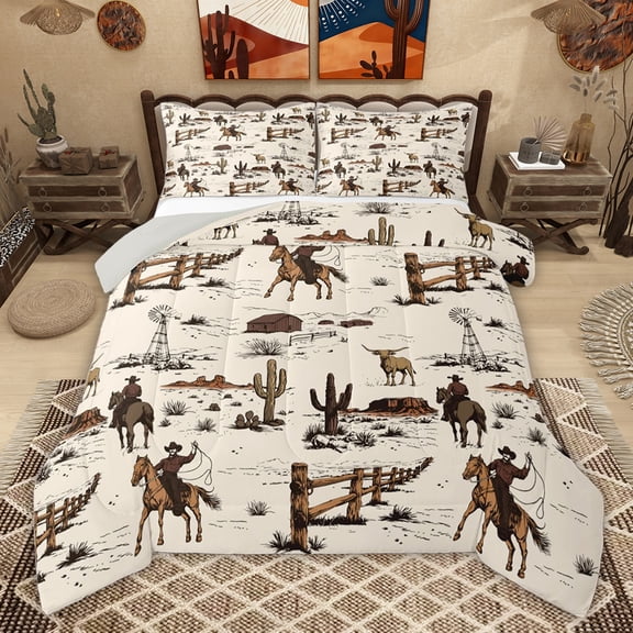 Castle Fairy Western Cowboys Twin Comforter Sets,Animal Highland Cow Bedding Set