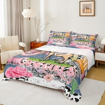 Castle Fairy Western Cowgirl 3pcs Twin Sheet Sets,Animal Print Twin Fitted Sheet,Southwestern Horseshoe Breathable Flat Sheet,Luxury Girls Bedroom Decor