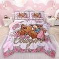 thumbnail image 1 of Castle Fairy Western Cowgirl Bedding Comforter Set 2pcs for Girls,Chic Floral Rose Horse Twin Comforter Sets Microfiber,Dreamy Princess Breathable Bedding Set,Super Cozy Room Decor,Reversible, 1 of 8