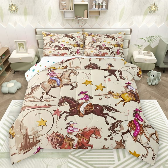 Castle Fairy 2-Piece Twin Size Comforter Set - Western Cowgirl Style Print