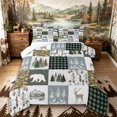 thumbnail image 1 of Castle Fairy Western Feather Wildlife Bear Deer Full Size Comforter Sets 3-Piece,Vintage Plaid Camo Animal Bedding Comforter Set,Sage Gray Cream,Reversible,1 Comforter and 2 Pillowcases, 1 of 6