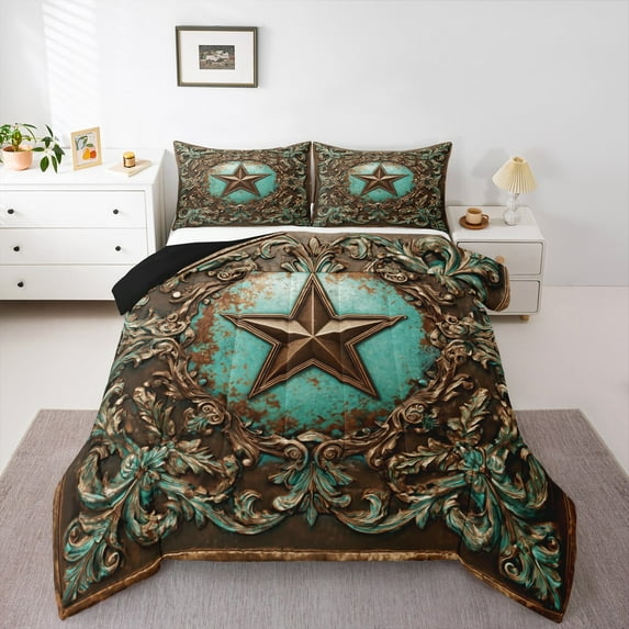 Castle Fairy Western Texas Stars Full Size Comforter Sets,Bohemian Damask Bedding Sets