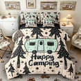 thumbnail image 1 of Castle Fairy Whimsical Camper Bedding Comforter Set 7 Pieces for Kids, Woodland Star Graphic Full Bedding Set for Bedroom, Khaki Dark Gray,Black Reversible, 1 of 7