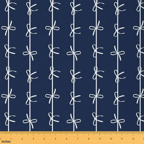 Castle Fairy White Bowknot Fabric by the Yard 2 Yard,Dreamy Princess Sewing Fabric,Geometric Stripes Home Decor Fabric by the Yard,Breathable Kawaii Home Decor