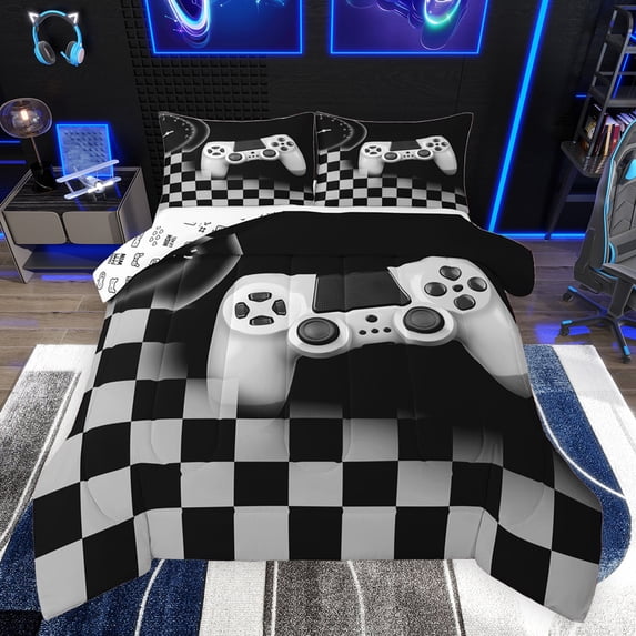Castle Fairy White Gamepads 3-Piece Full Comforter Set for Boys Girls