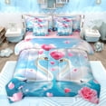 thumbnail image 1 of Castle Fairy White Swan Couple Girl Boy Twin Bedding Sets 7-Piece,Chic Floral Pink Rose Bedding Comforter Set Microfiber,Happy Valentine's Day Breathable Sheet Sets,Microfiber Bedroom Decor, 1 of 8