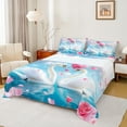 thumbnail image 1 of Castle Fairy White Swan Couple Girl Boy Twin Sheet Sets 3pcs,Chic Floral Pink Rose Twin Fitted Sheet Microfiber,Happy Valentine's Day Breathable Flat Sheet,Microfiber Bedroom Decor, 1 of 7