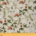 thumbnail image 1 of Castle Fairy Wild Mushroom Fabric by the Yard 1 Yard, Botanical Plant Green Leaf Home Decor Fabric by the Yard, Cute Strawberry Sewing Fabric, 1 of 6
