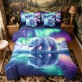 thumbnail image 1 of Castle Fairy Wildlife Aurora Polar Bear 7-Piece Twin Bedding for Teens,Icy Lake Snow Mountain Bedding Comforter Set,Mint Purple White,Navy Blue Reversible, 1 of 7