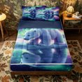 thumbnail image 1 of Castle Fairy Wildlife Aurora Polar Bear Zipper Twin Comforter Sets with Fitted Sheet and 2 Pillowcases for Teens,Icy Lake Snow Mountain Zipper Bedding Set,Navy Blue Reversible,4-Piece, 1 of 6