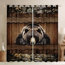 Castle Fairy Wildlife Bear Black Out Curtains for Teens Adults,Jungle Animal Curtains Pack of 2 (42x63 Each),Vintage Cabin Aesthetic Bedroom Curtains,Lightweight Room Decor