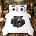 thumbnail image 1 of Castle Fairy Wildlife Bear Queen Bedding 7pcs,Jungle Animal Bedding Comforter Set Queen,Black Gold Cream,Reversible, 1 of 7