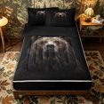 thumbnail image 1 of Castle Fairy Wildlife Bear Zipper Queen Comforter Set with Fitted Sheet and 2 Pillowcases,Solid Black Zipper Bedding Set,Brown Black,Black Reversible,4 Pieces, 1 of 6