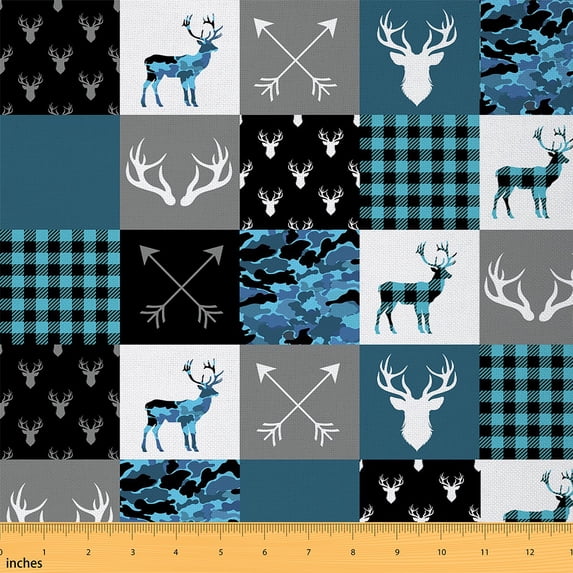Castle Fairy Wildlife Deer Boy Fabric by the Yard 10 Yards,Abstract Camouflage Room Decor Fabric by the Yard,Geometric Lattice Fabric for Sewing,Lightweight Room Decor