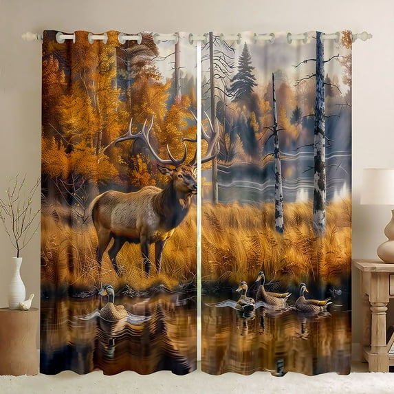 Castle Fairy Wildlife Deer Curtains Pack of 2 (42x84 Each) for Kids Teenagers Adults,Lake Mallard Duck Curtains Blackout,Woodland Animal Bedroom Curtains,Super Cozy Room Decor